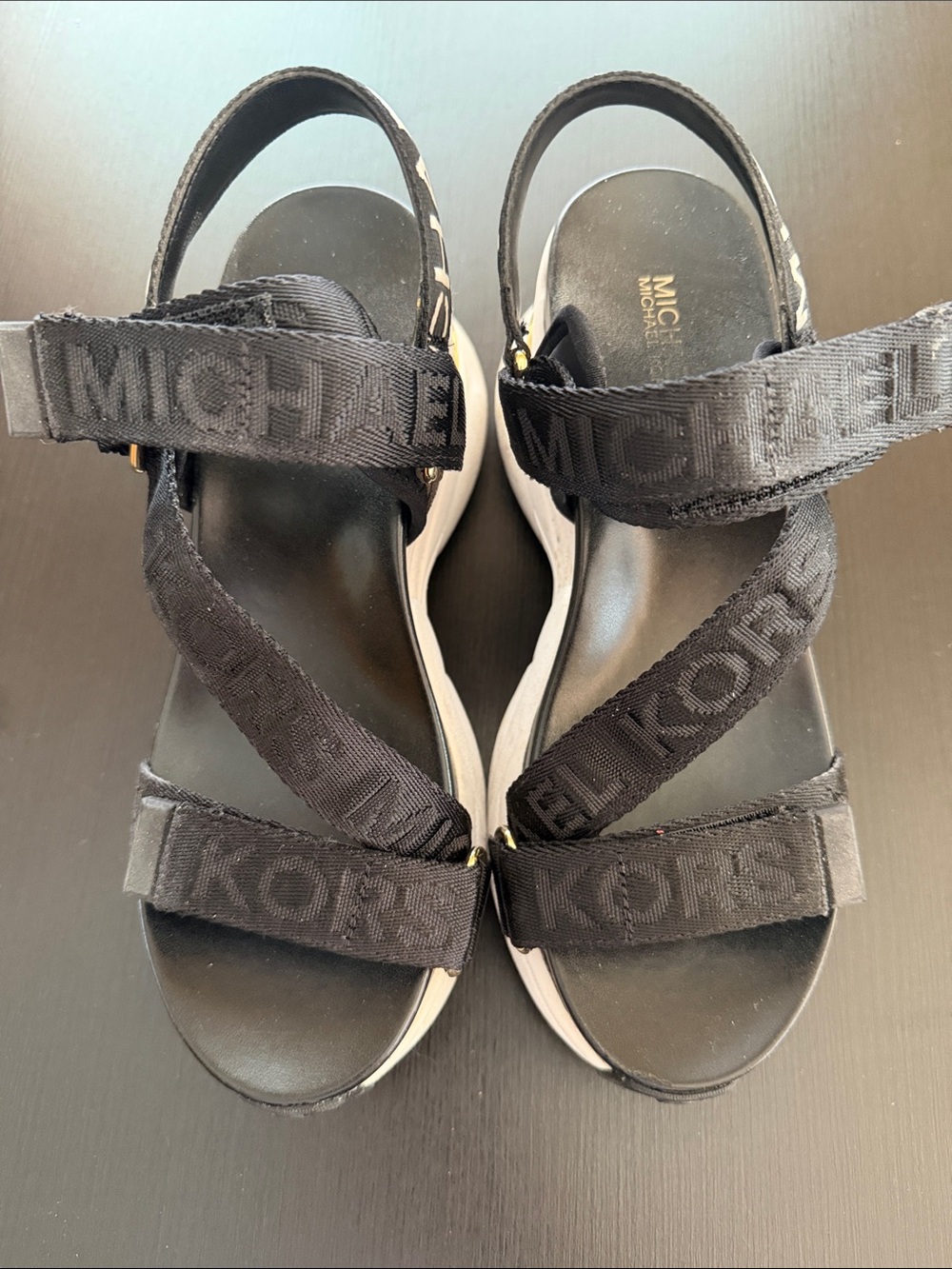 MICHAEL Michael Kors Black Strappy Platform Sport Sandals
